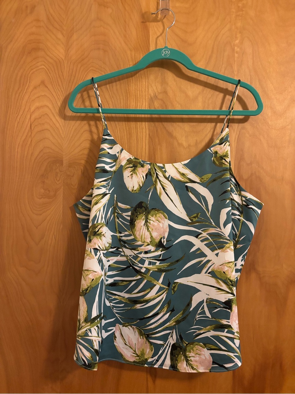 Bar III Teal Floral Scoop Neck Cami